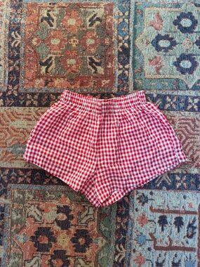 Princess Polly Red Gingham Elastic-Waist Athletic Shorts